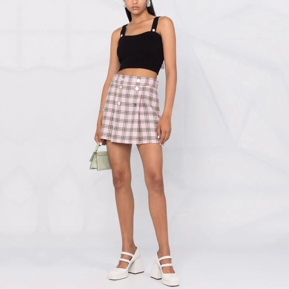 NWT Maje Jalisa Pink Checked Wool Mini Skirt ASO Enid Sinclair - Picture 3 of 12